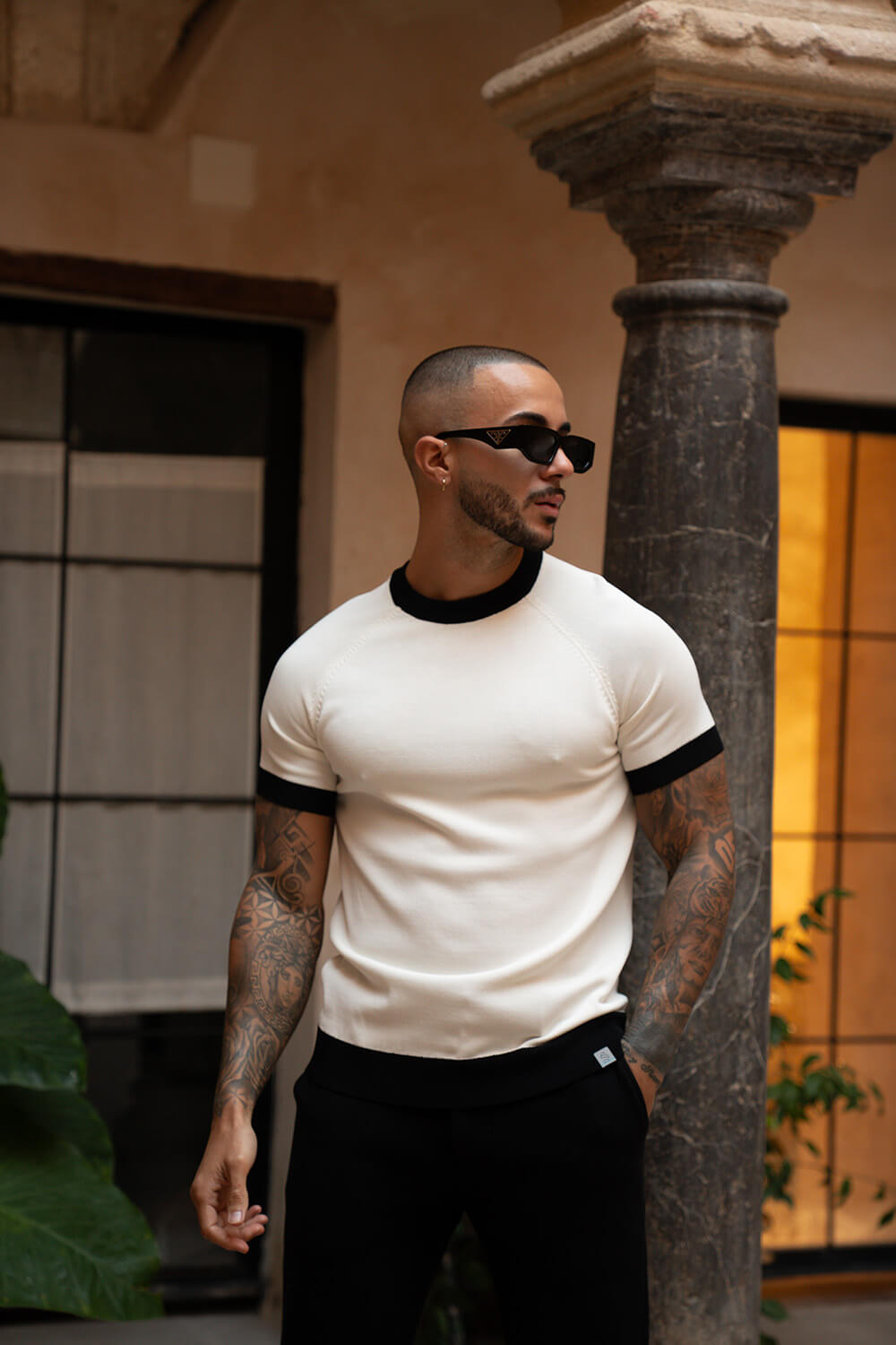 Capri Ringer Knit Tee - White