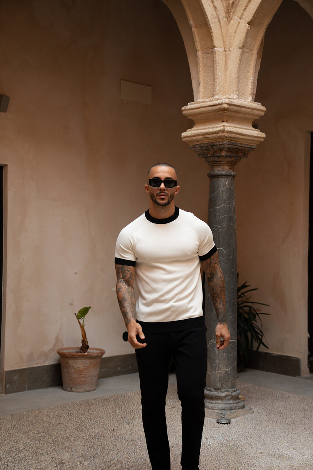 Capri Ringer Knit Tee - White