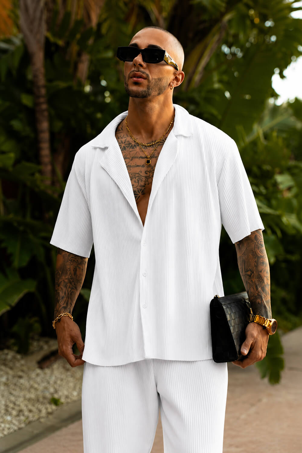 Monaco Pleated Shirt - White