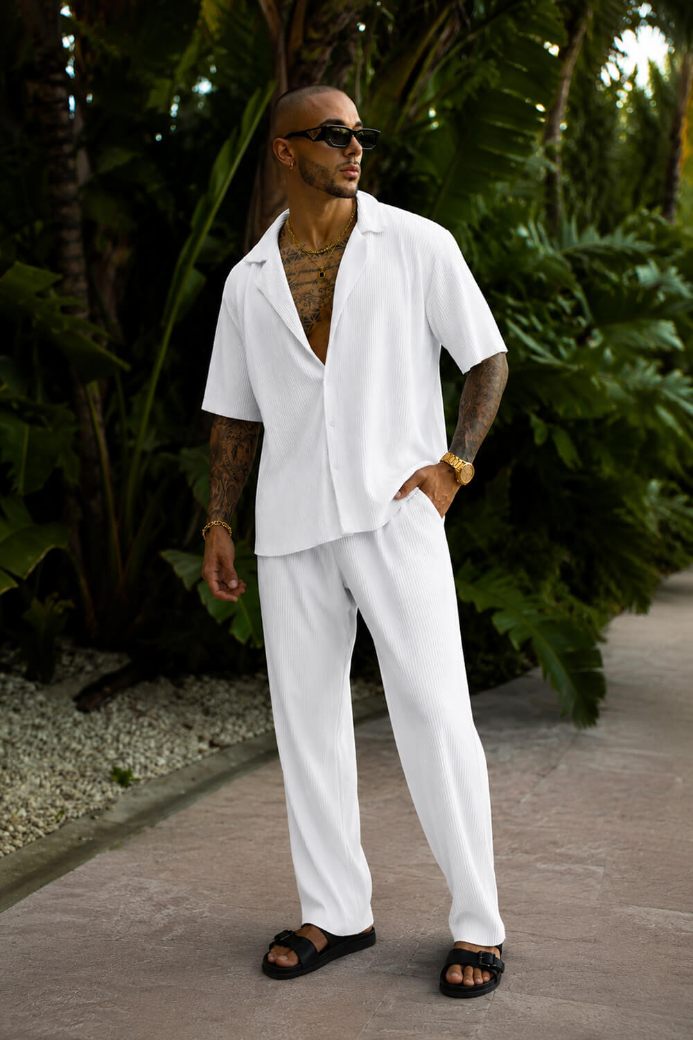 Monaco Pleated Shirt - White