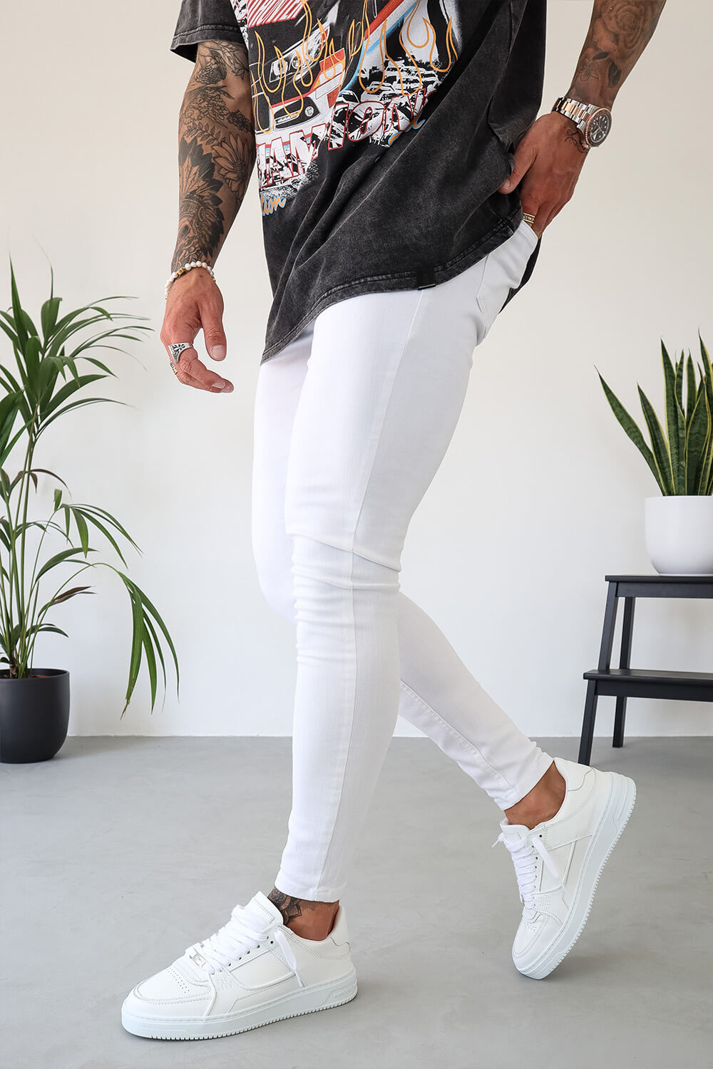 Non Rip Jeans - White