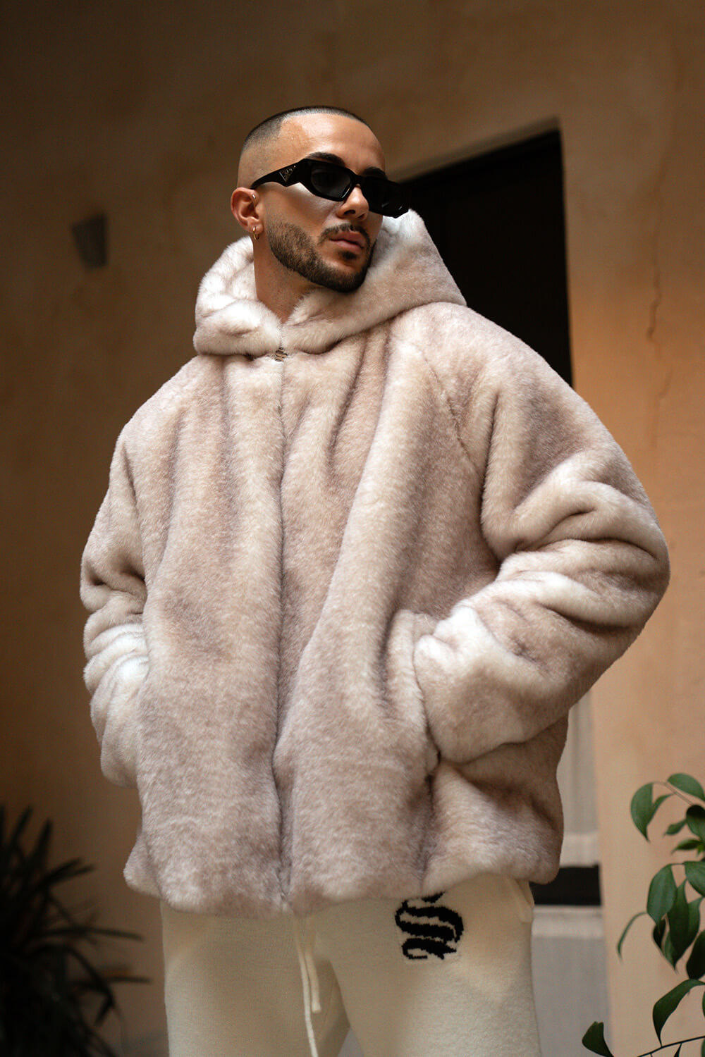 Oslo Fur Jacket - Beige/Off White