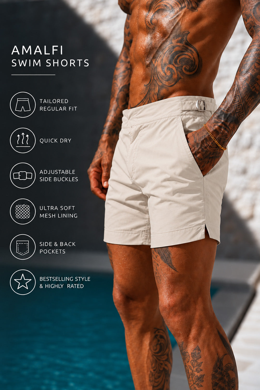 Amalfi Swim Shorts - Beige