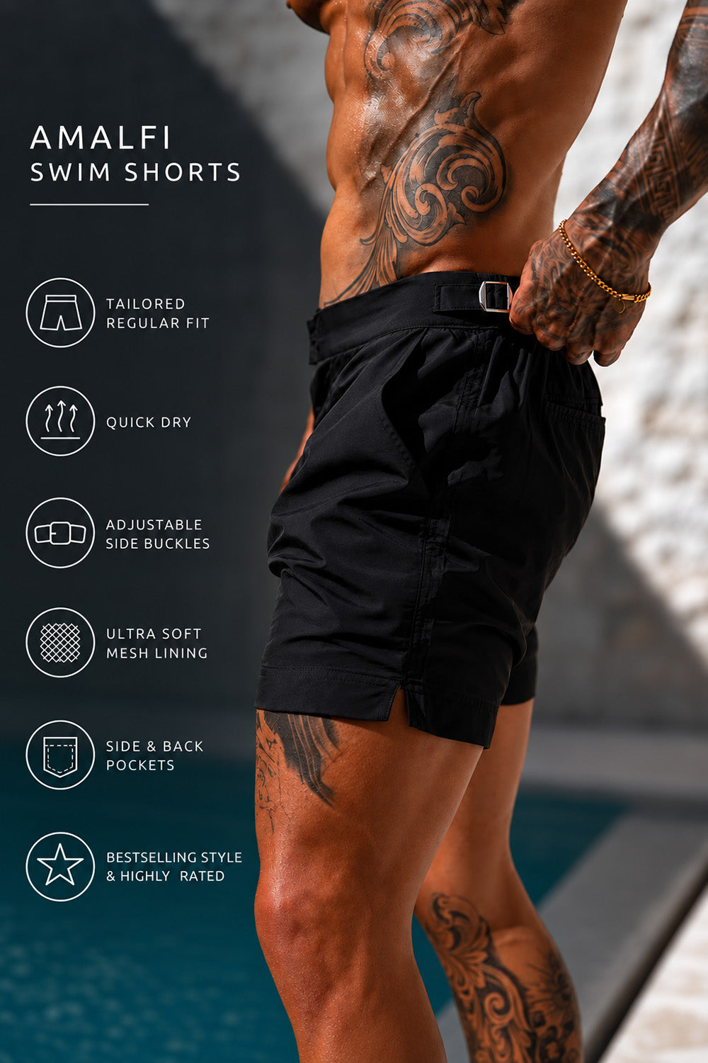 Amalfi Swim Shorts - Black