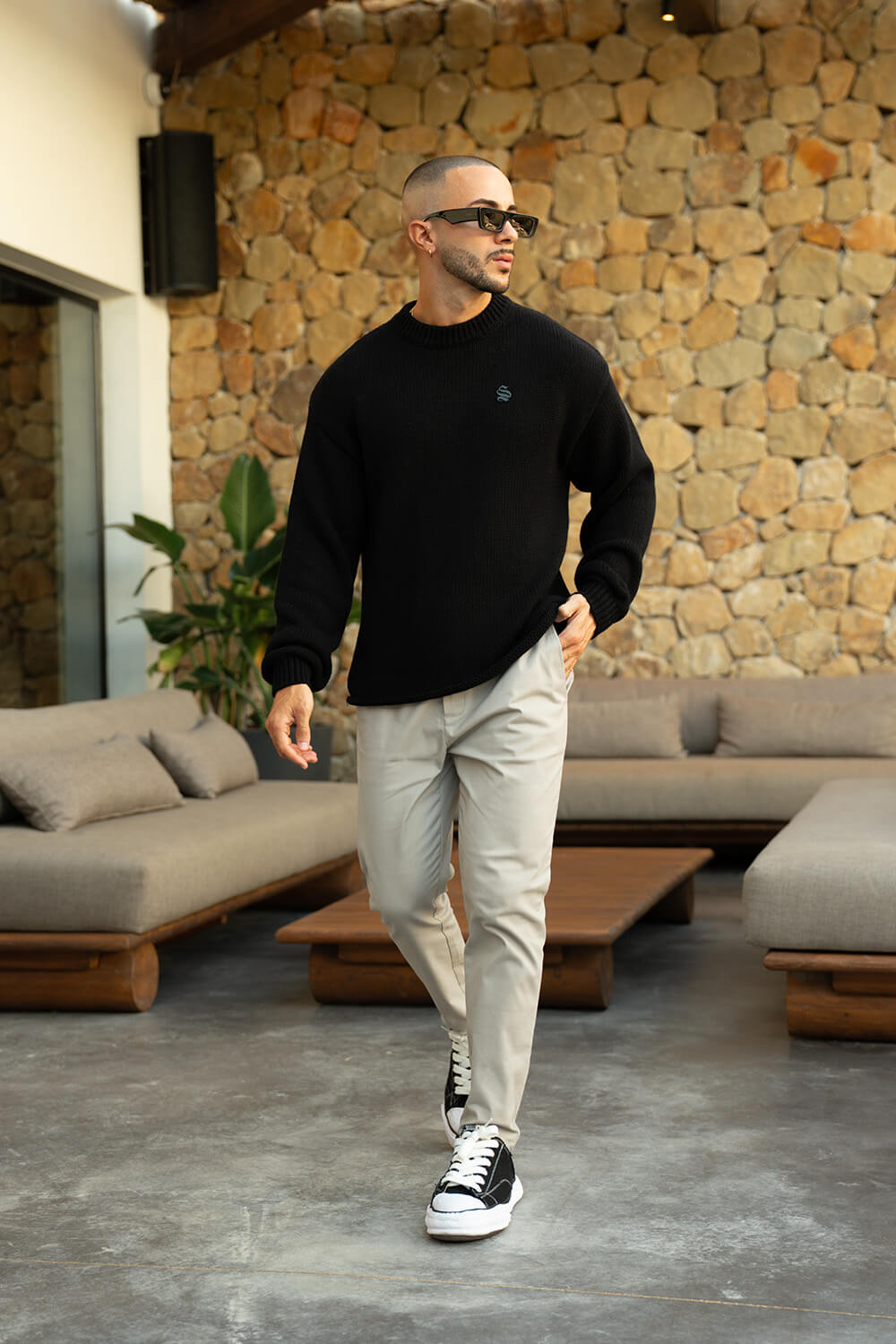 Aurelle Cable Knit Sweater - Black