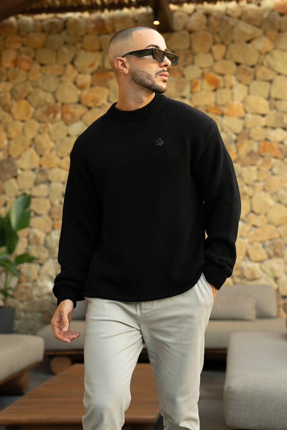 Aurelle Cable Knit Sweater - Black