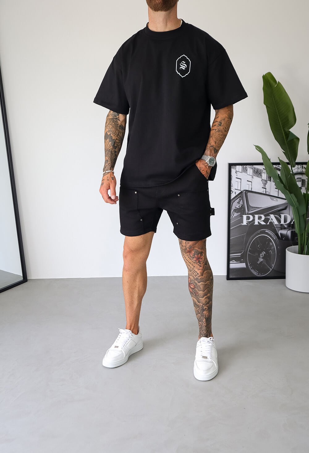 Carpenter Denim Shorts - Schwarz