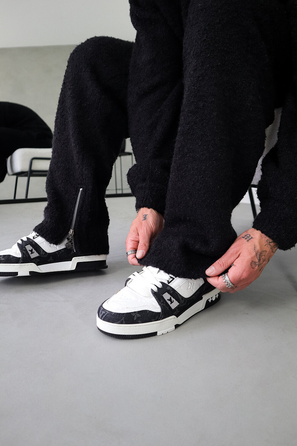 Emblem Knitted Joggers - Black