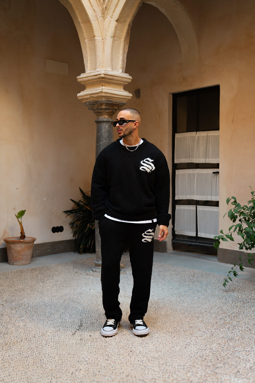 Emblem Knitted Sweater - Black