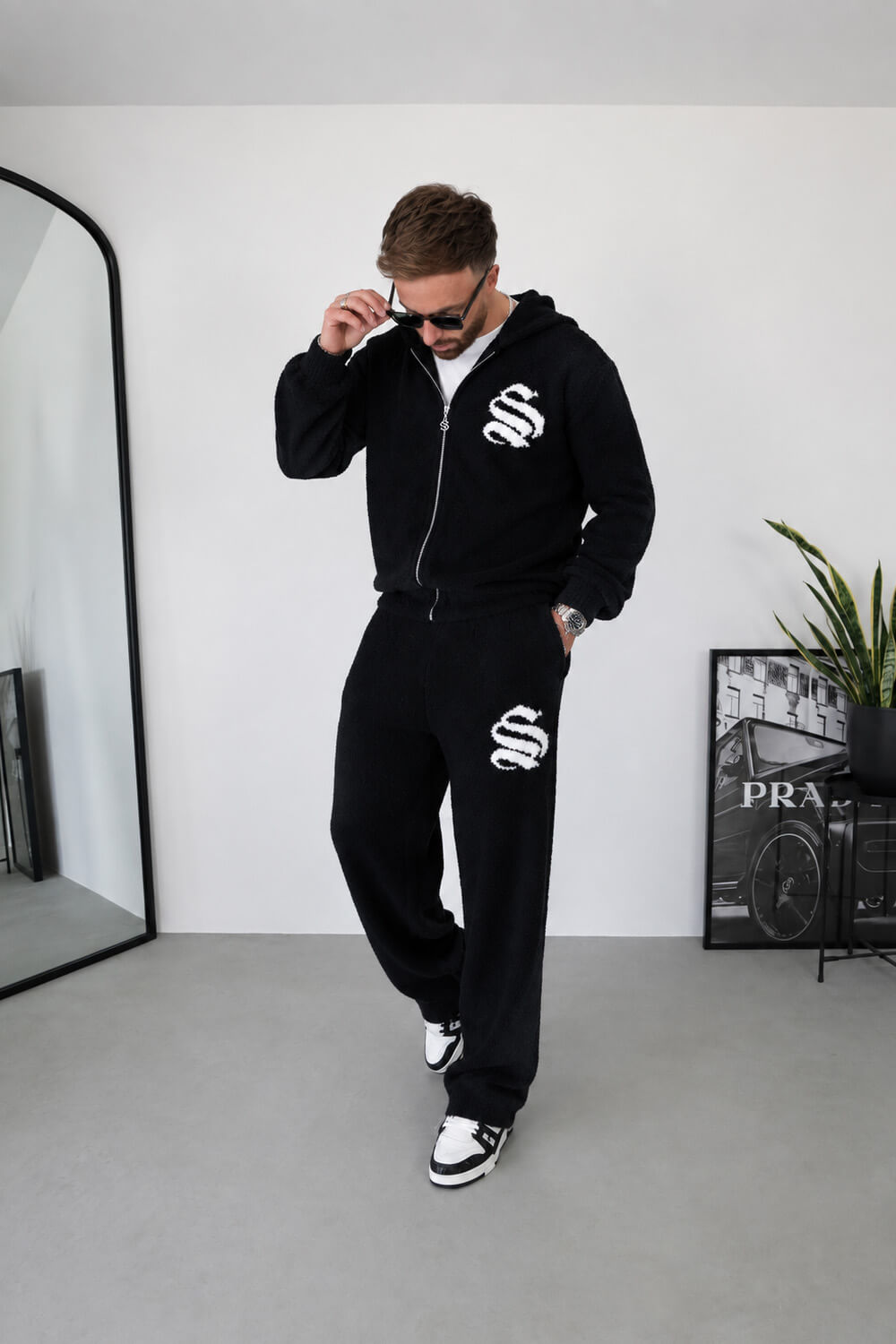 Emblem Knitted Hoodie - Black