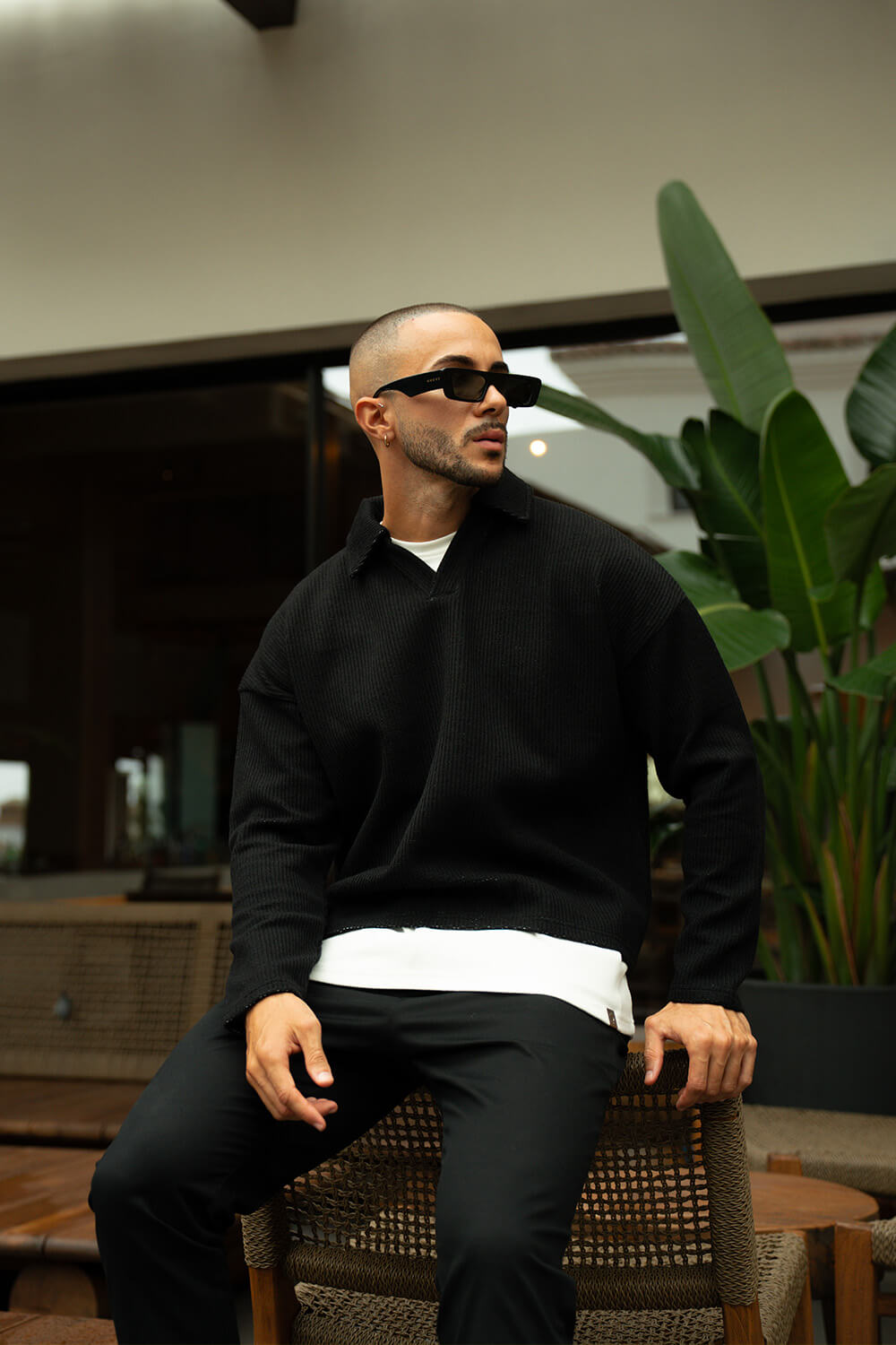 Hensley Knit Polo - Black