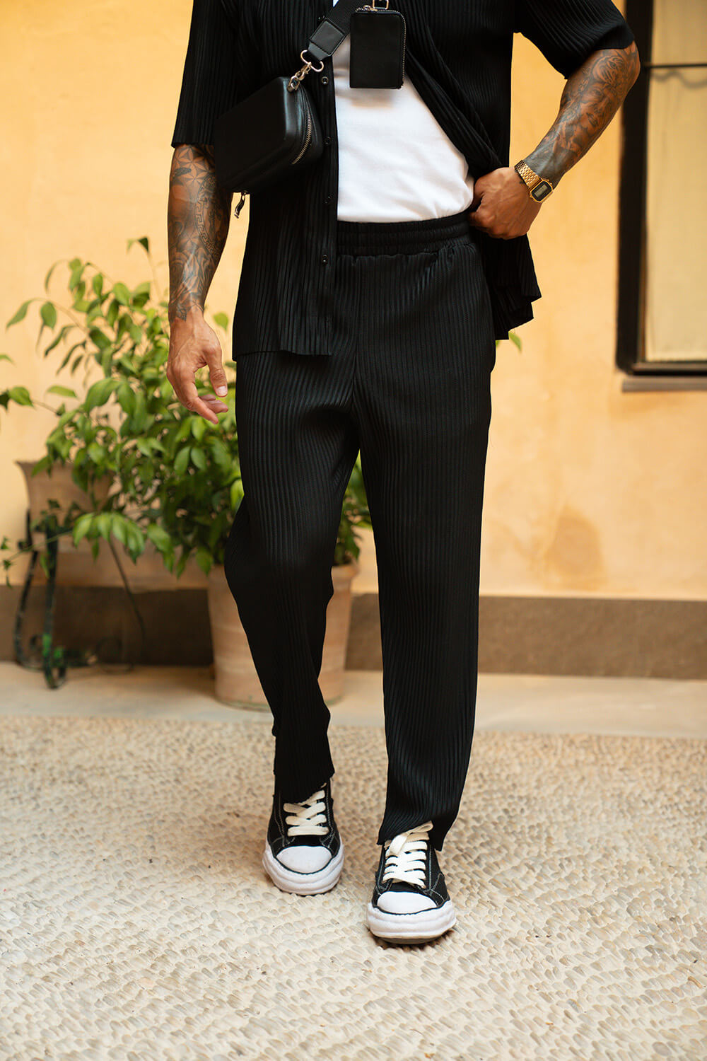 Monaco Pleated Trousers - Black