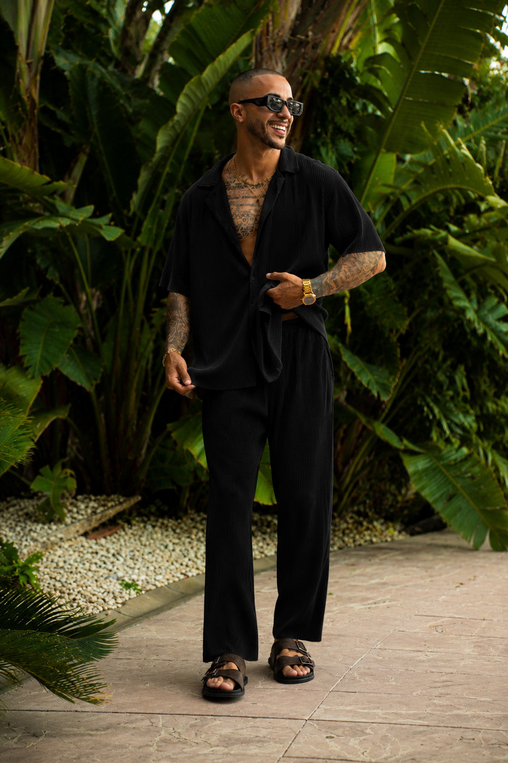 Monaco Pleated Trousers - Black