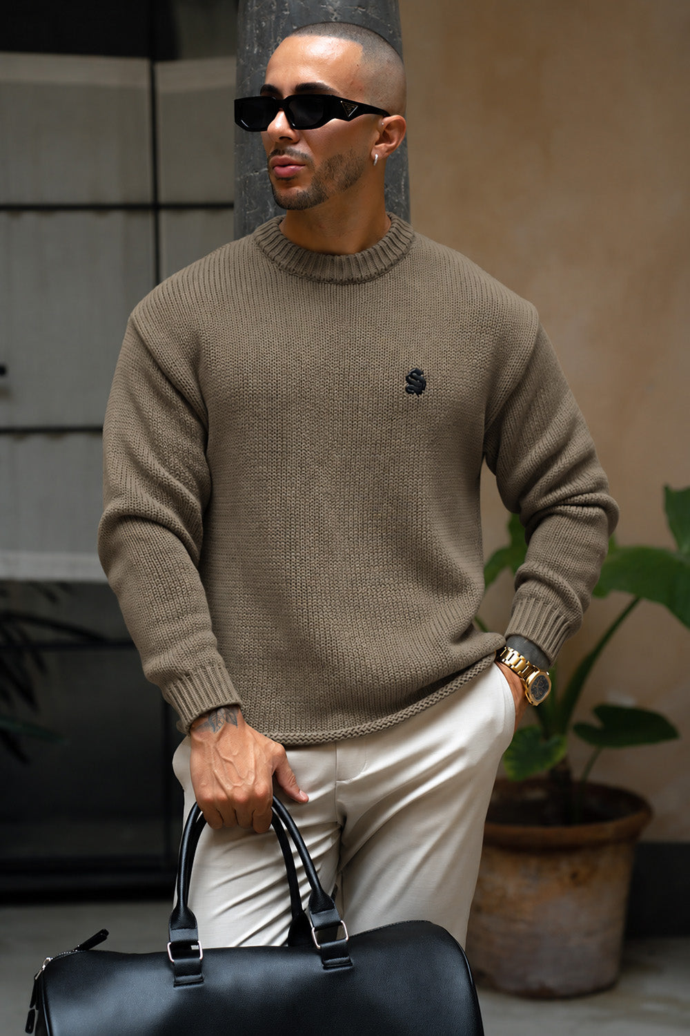 Aurelle Cable Knit Sweater - Brown