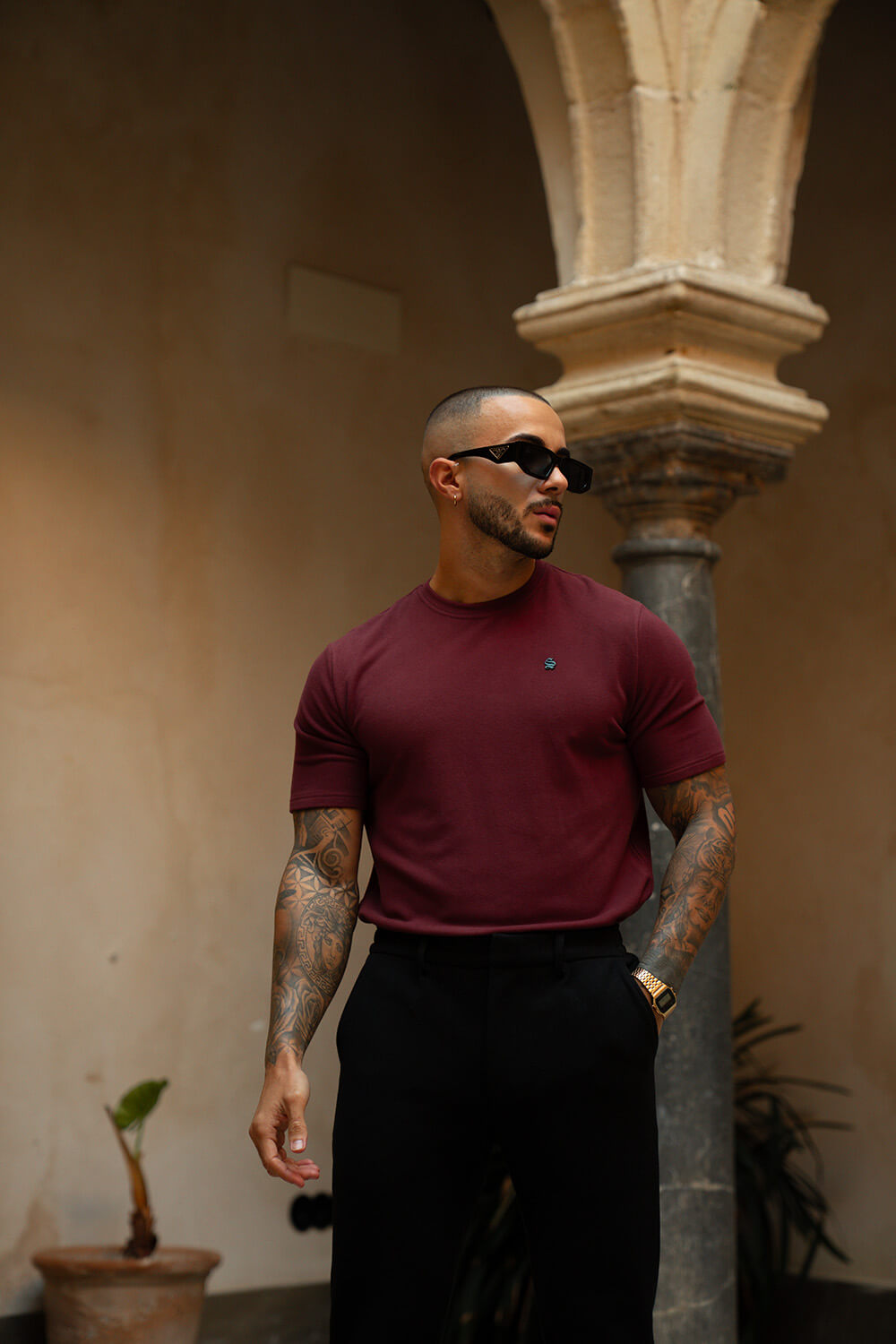 Luxe Knit Tee - Burgundy