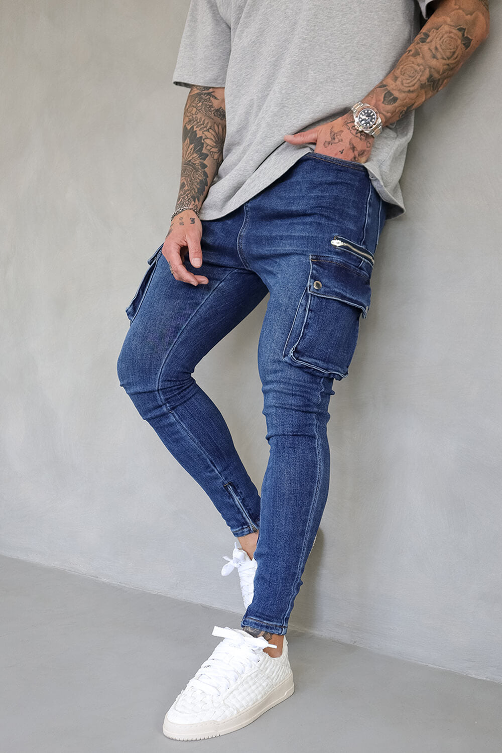 Cargo Utility Jeans - Dark Blue