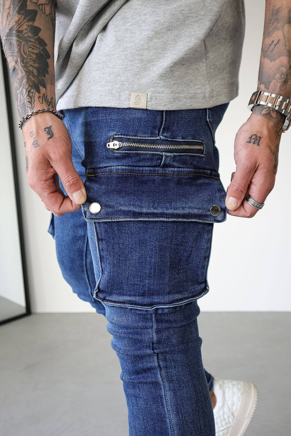 Cargo Utility Jeans - Dark Blue