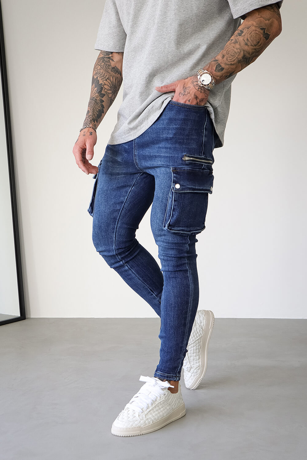 Cargo Utility Jeans - Dark Blue