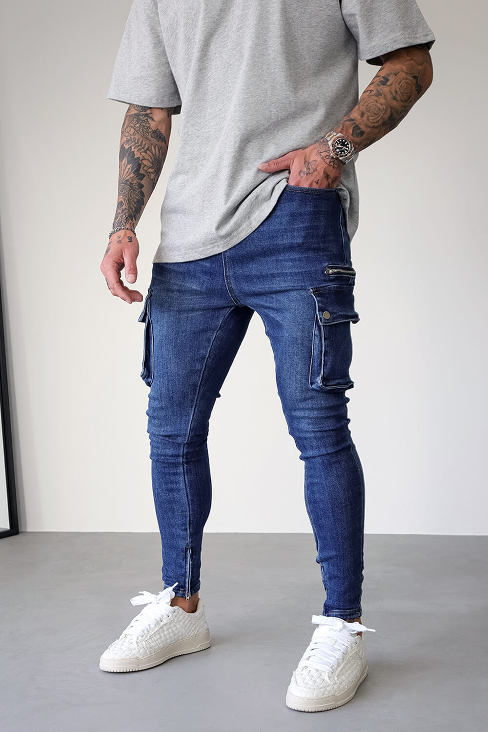 Cargo Utility Jeans - Dark Blue