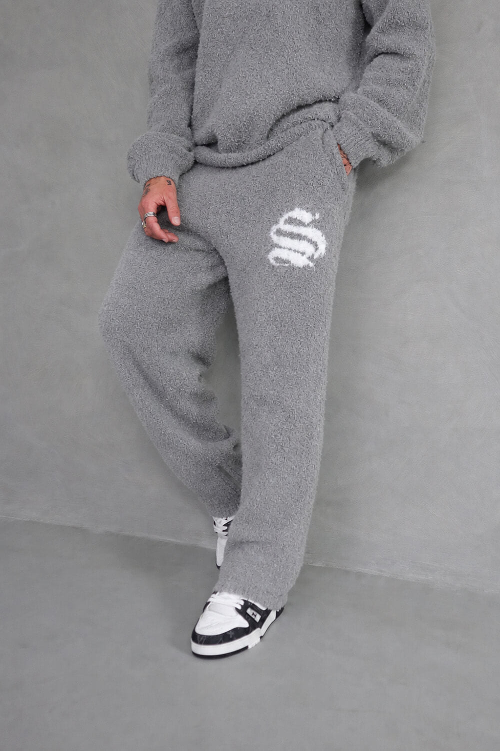 Emblem Knitted Joggers - Grey