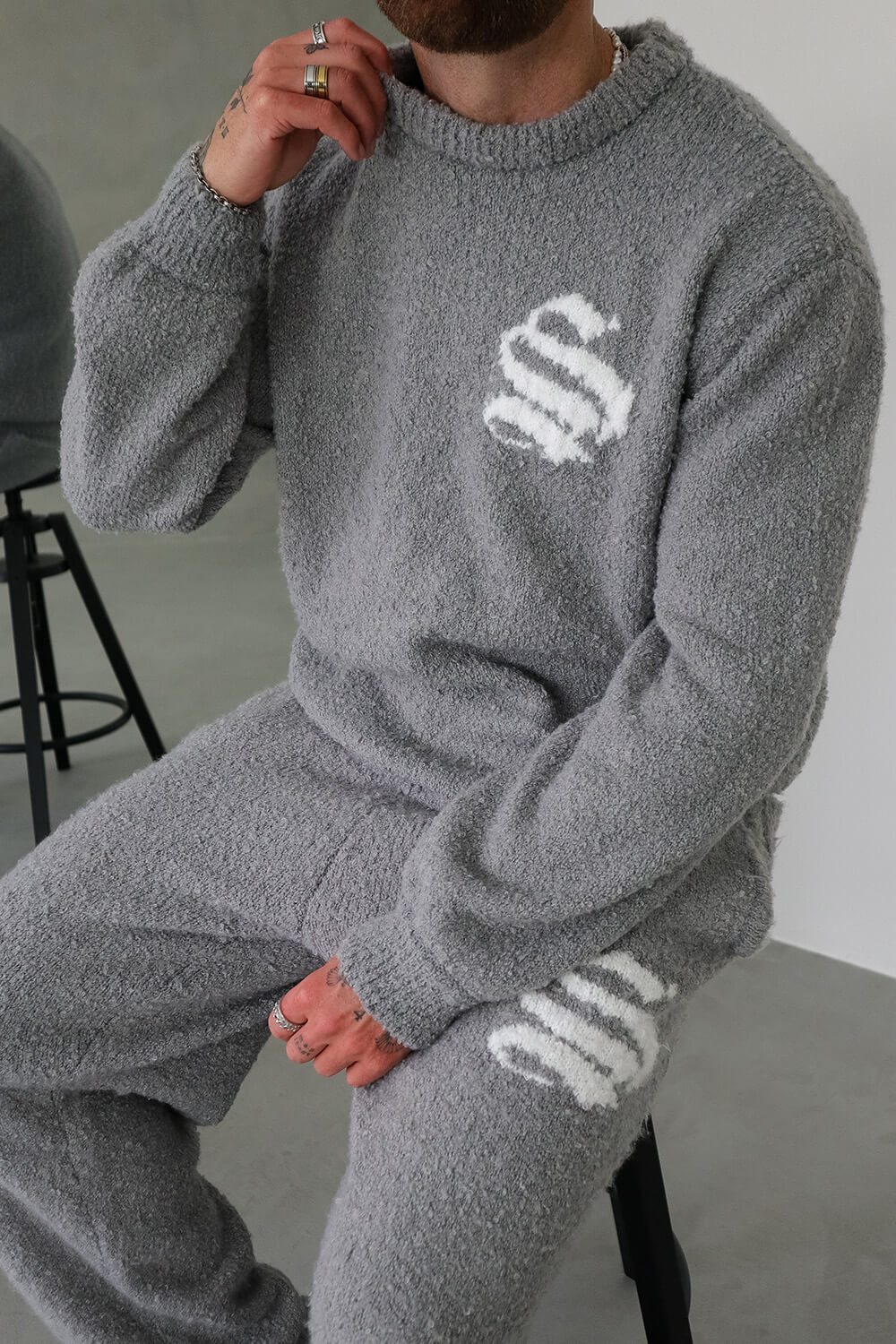 Emblem Knitted Sweater - Grey