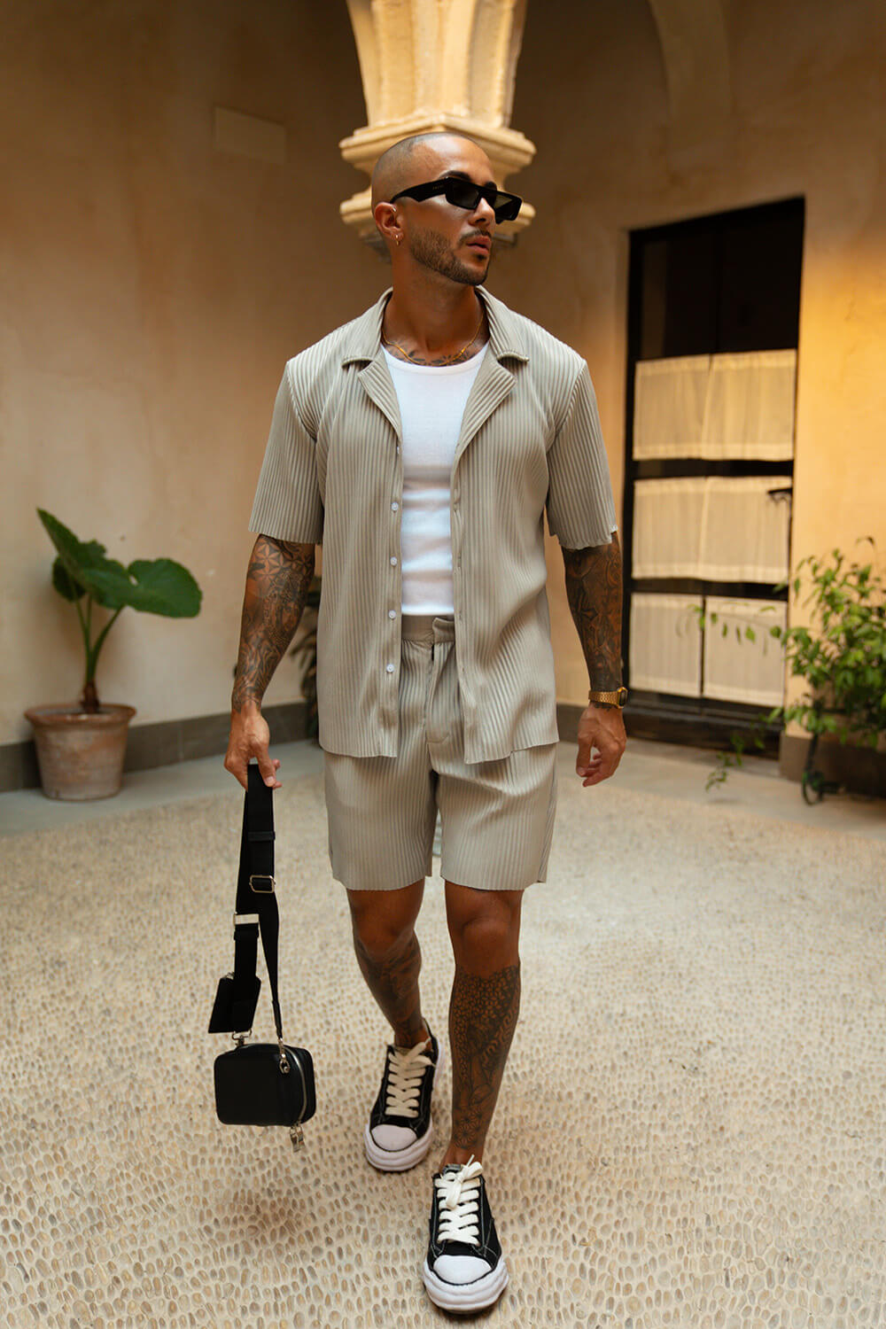 Monaco Pleated Shirt - Grey