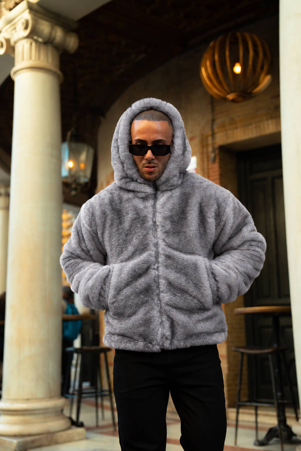 Oslo Fur Jacket - Grey/White