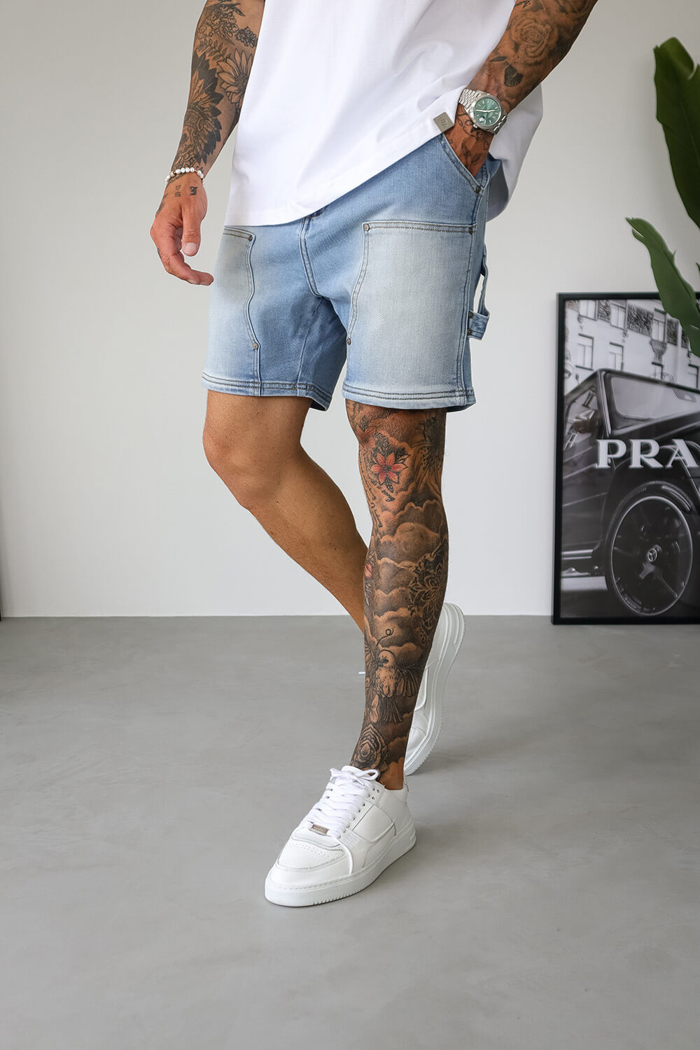 Carpenter Denim Shorts - Hellblau