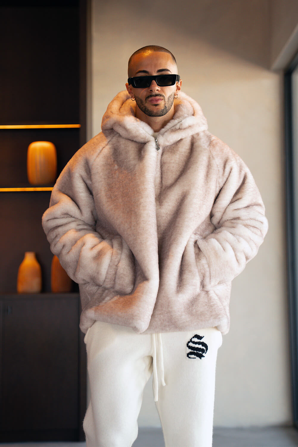 Oslo Fur Jacket - Beige/Off White
