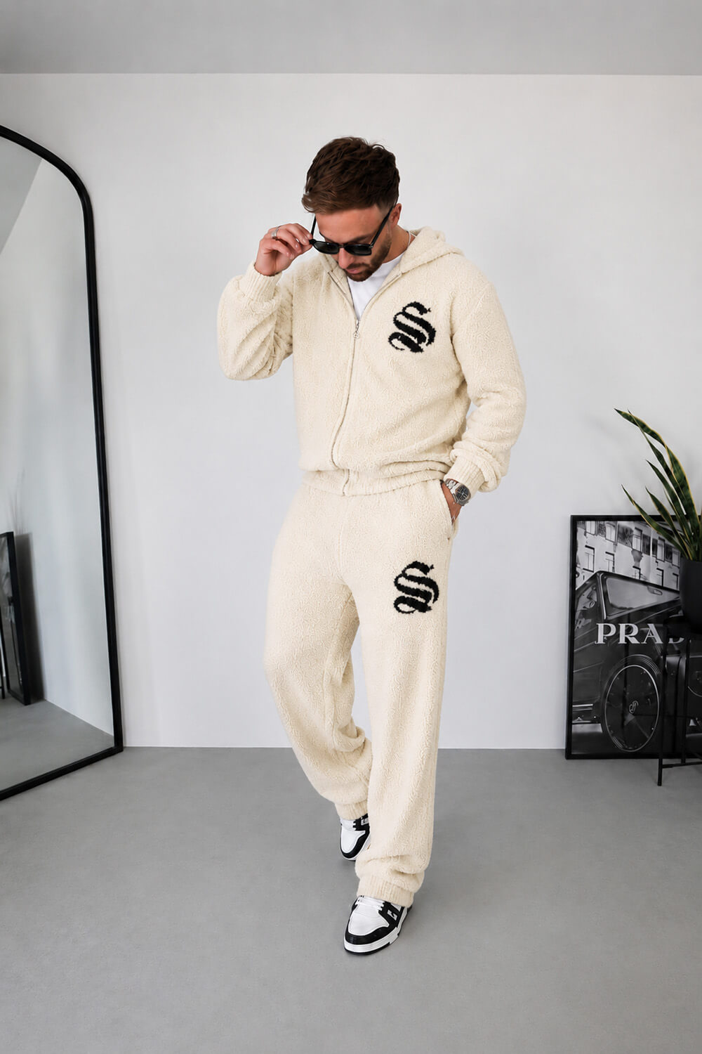 Emblem Knitted Hoodie - Off White