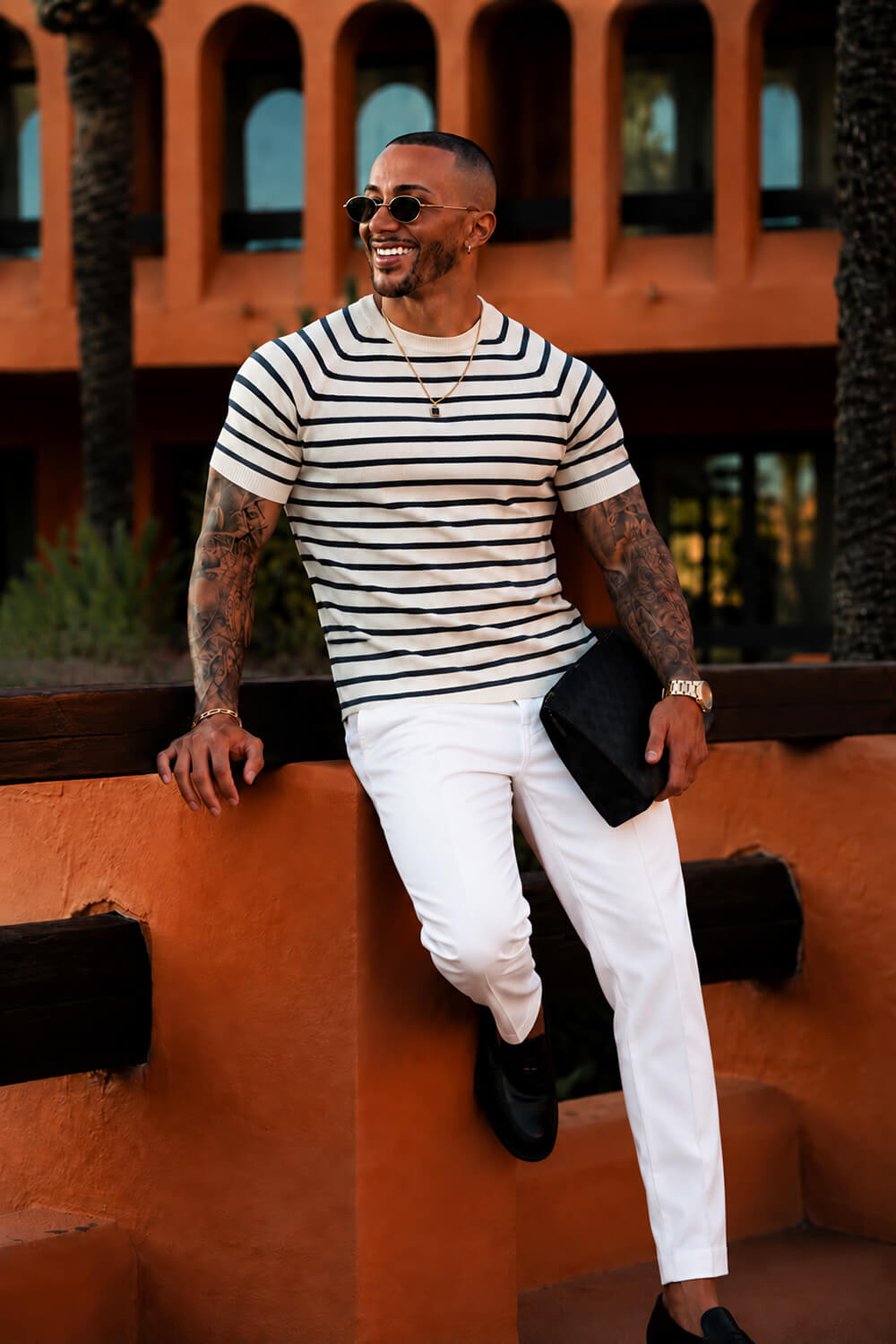 Alvori Stripe Tee - White/Navy