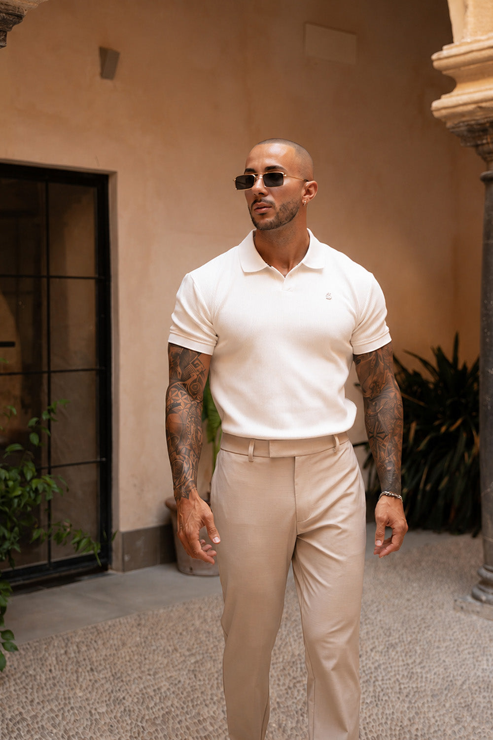 Portofino Ribbed Polo - White