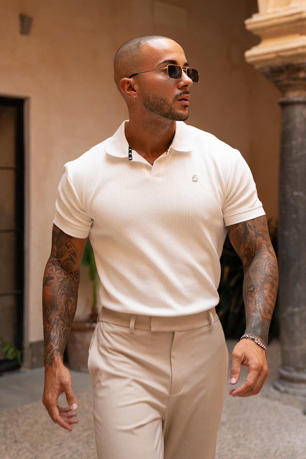 Portofino Ribbed Polo - White