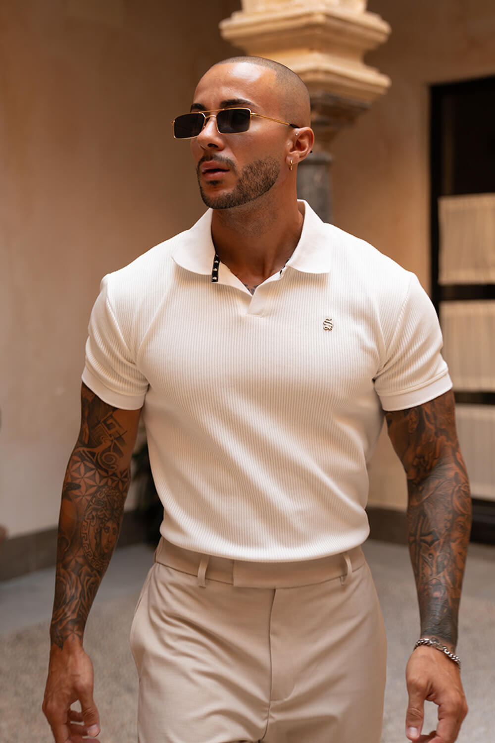 Portofino Ribbed Polo - White