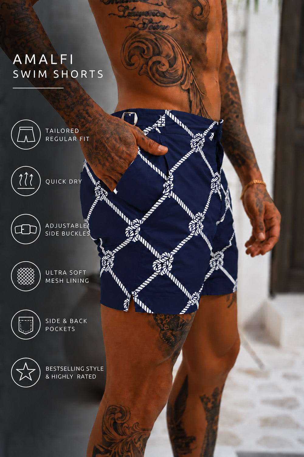 Amalfi Yacht Shorts - Navy