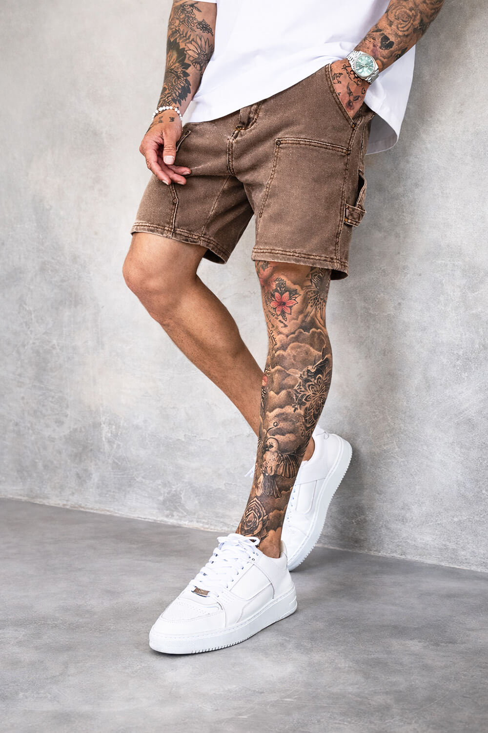 Carpenter Denim Shorts - Brown