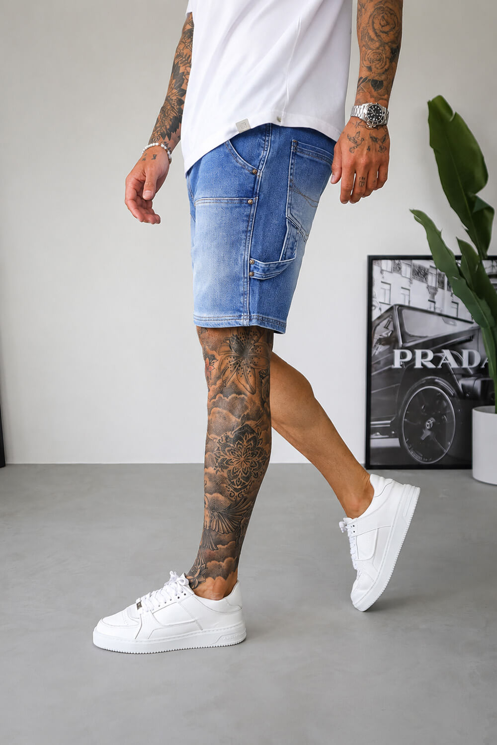 Carpenter Denim Shorts - Acid Blue