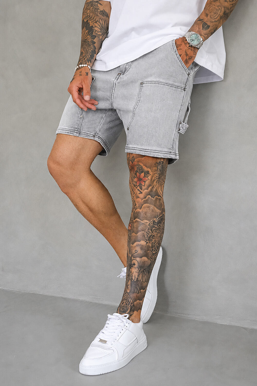 Carpenter Denim Shorts - Acid Grey