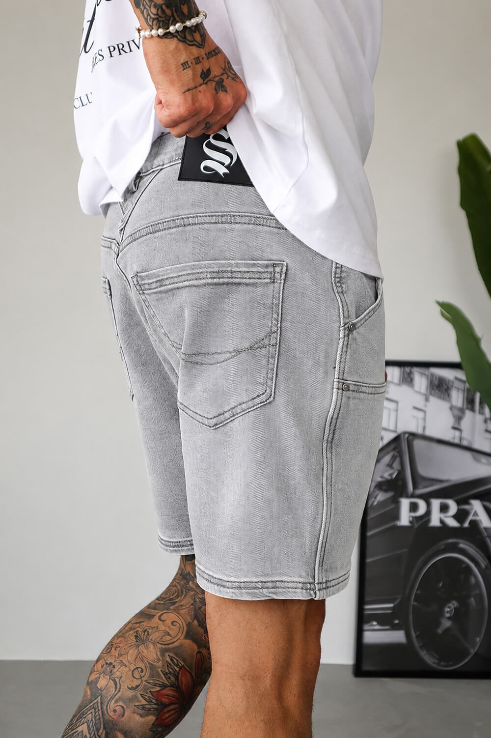 Carpenter Denim Shorts - Acid Grey