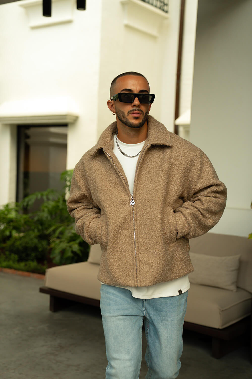 Borg Coach Jacket - Beige