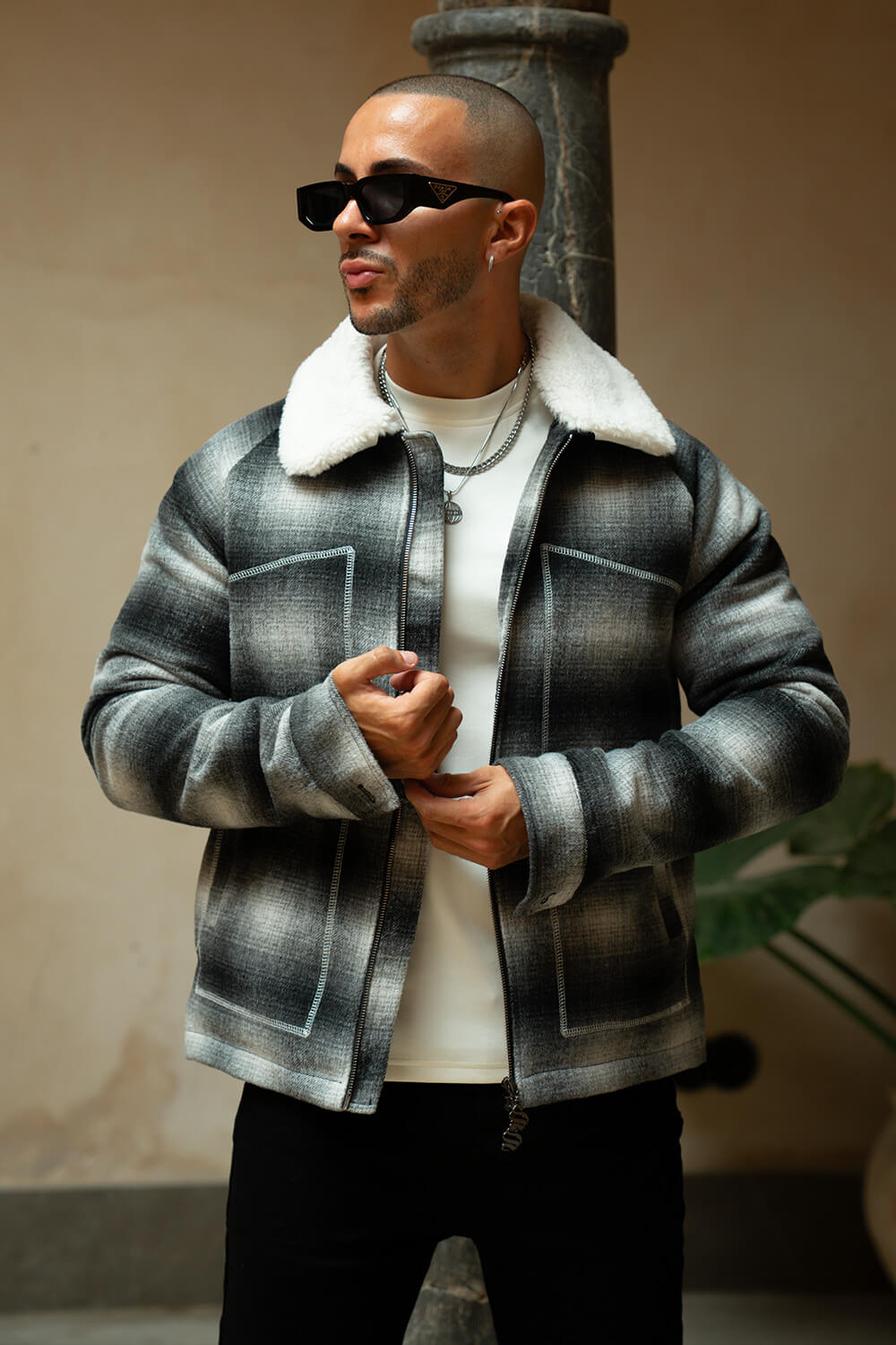 Chamonix Shearling Jacket - Black/Grey