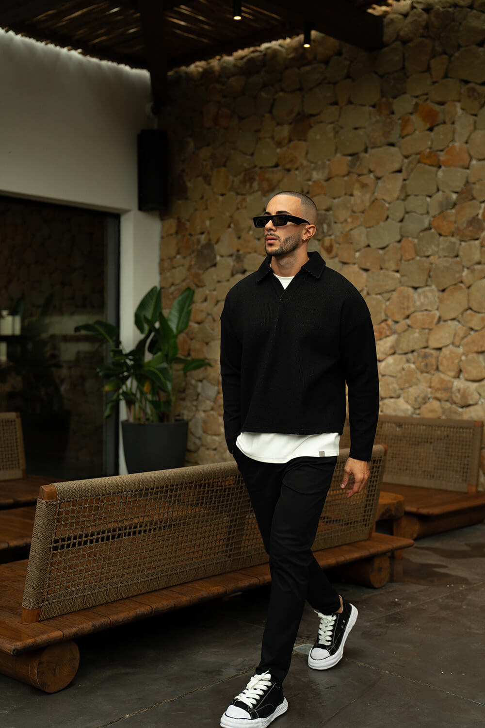 Hensley Knit Polo - Black