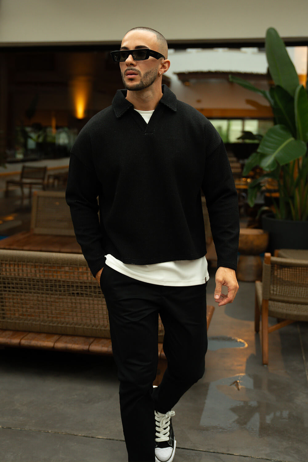 Hensley Knit Polo - Black