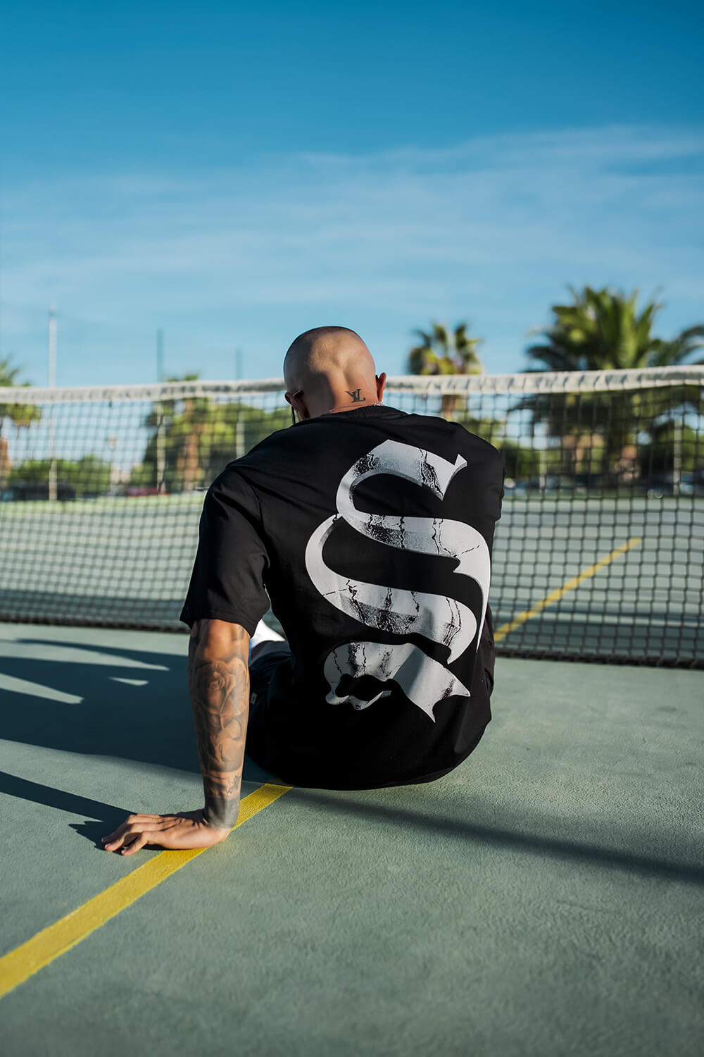 Sinners Attire Black Varsity Stadium Tee - SINNERS ATTIRE