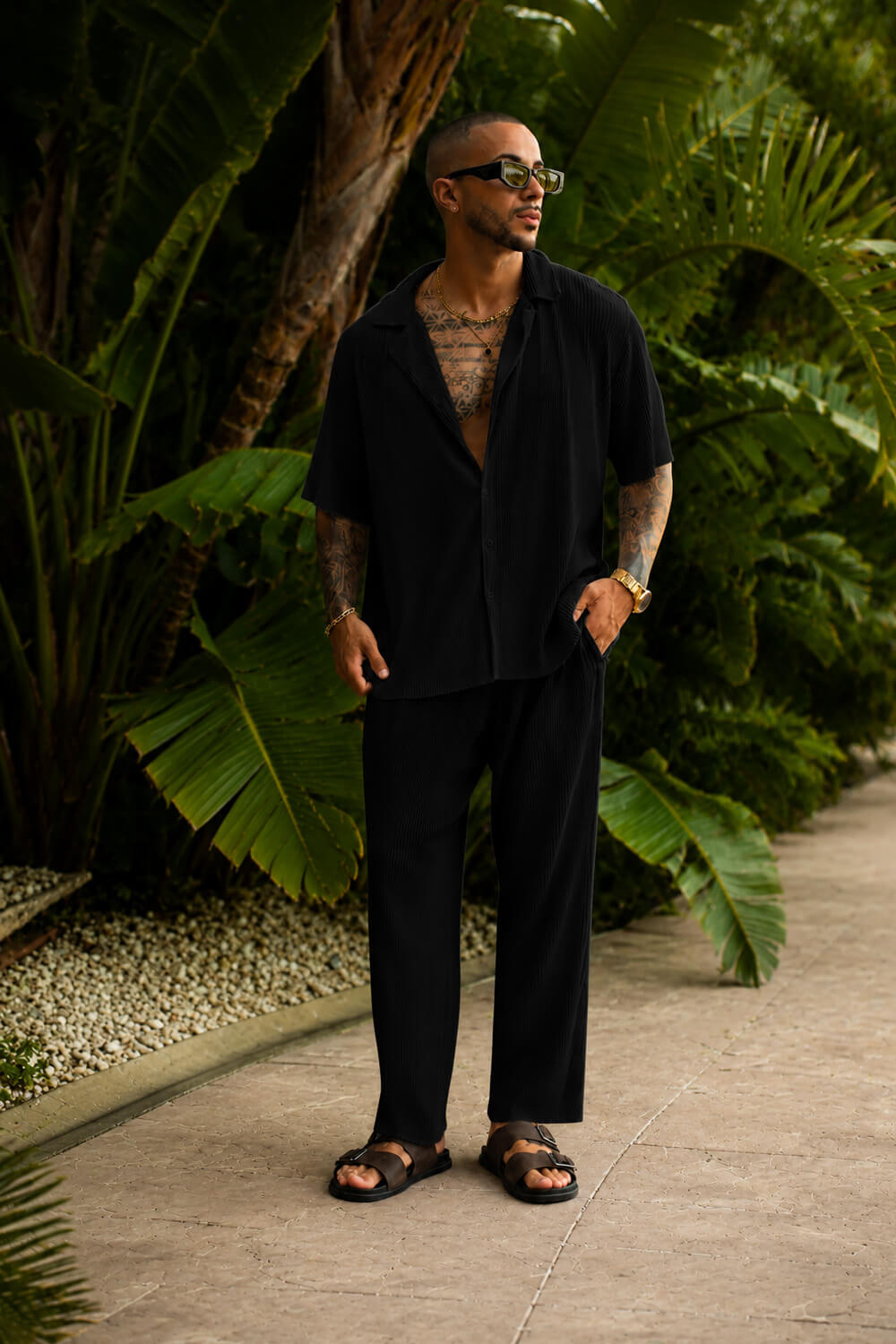 Monaco Pleated Trousers - Black