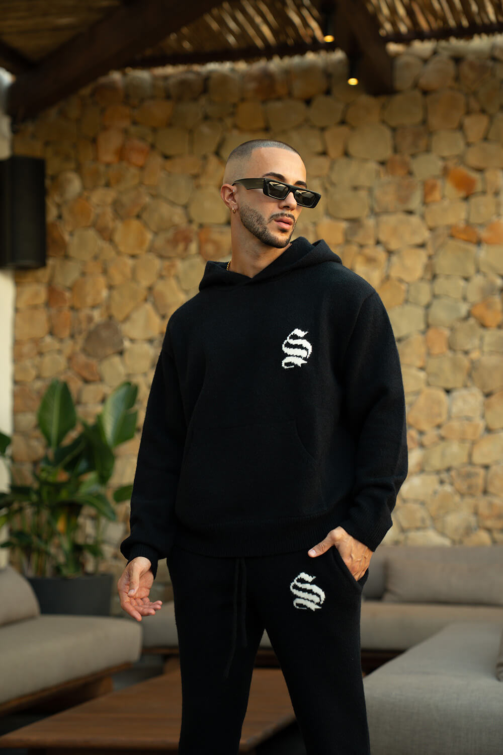 Palais Knitted Hoodie - Black