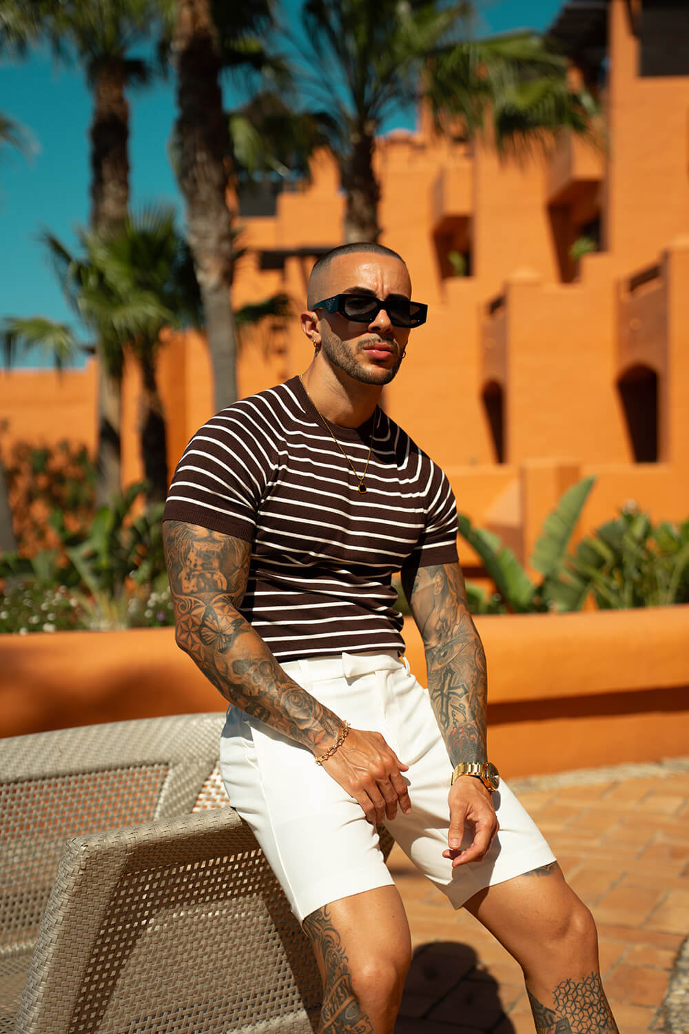 Alvori Stripe Tee - Chocolate/White