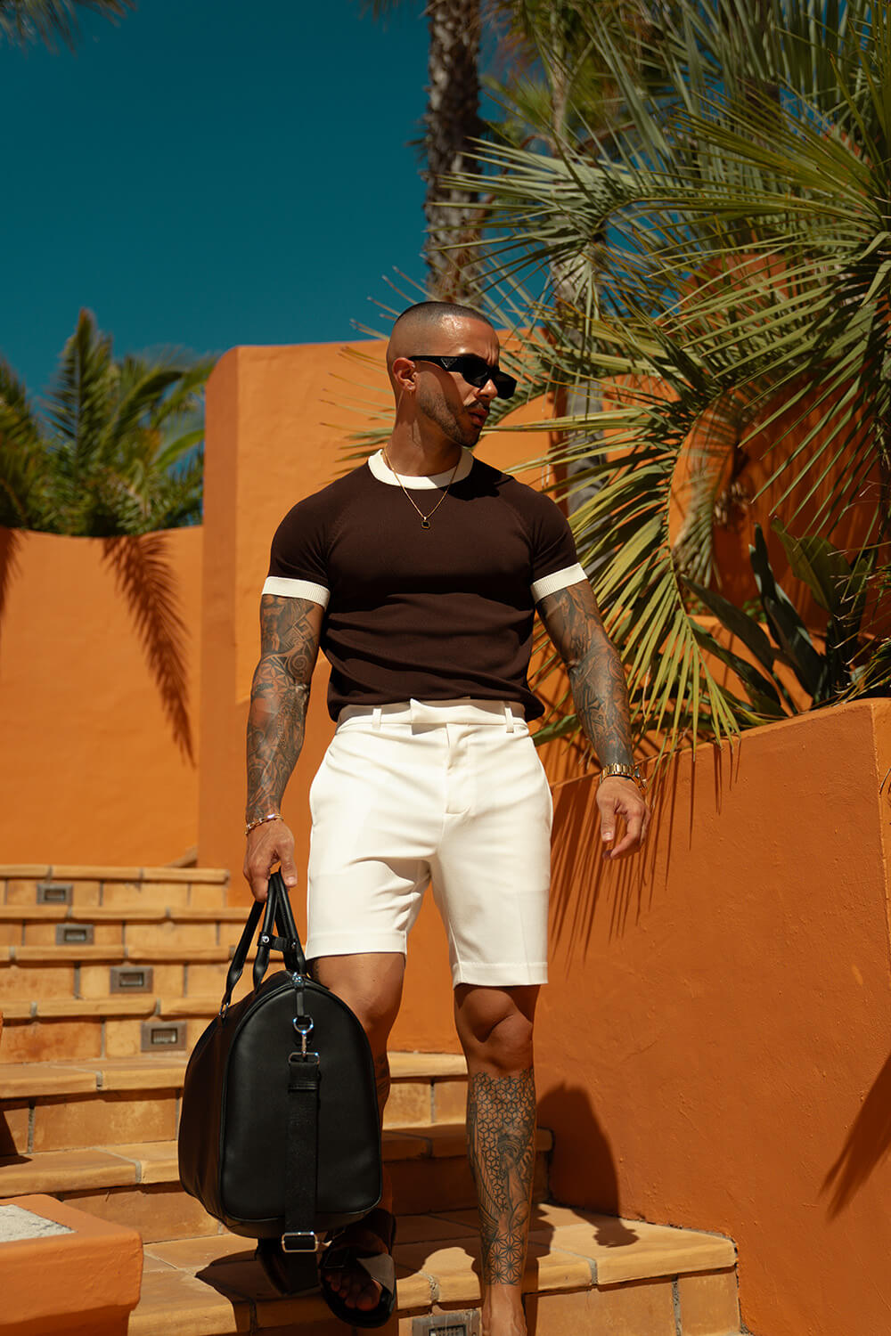 Capri Ringer Knit Tee - Chocolate