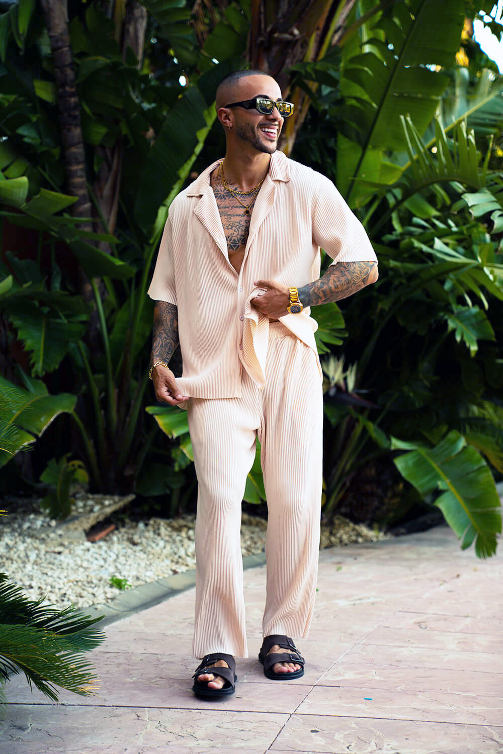 Monaco Pleated Shirt - Ecru