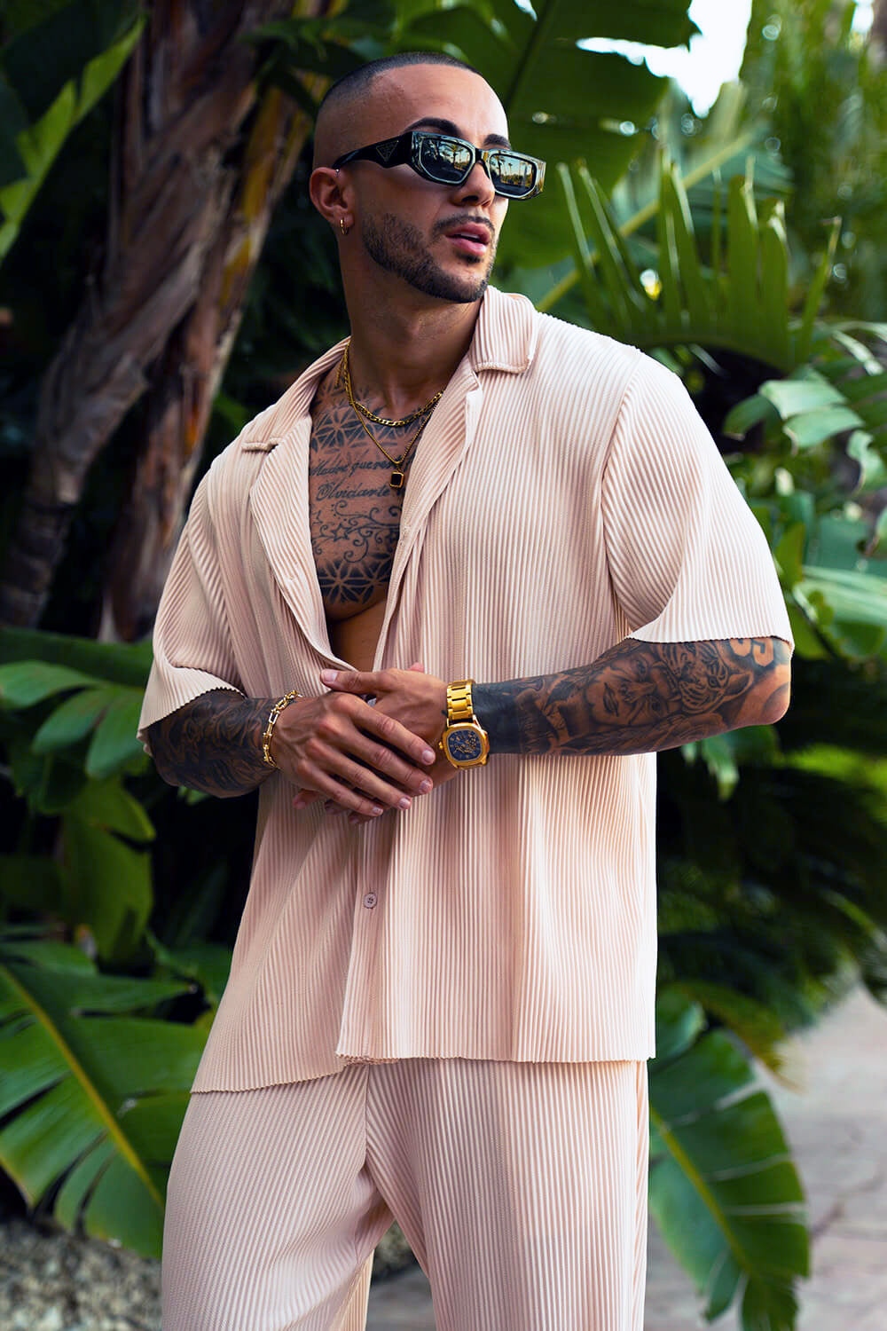 Monaco Pleated Shirt - Ecru